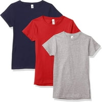 Marky G ruházat lányok rövid ujjú Legénység nyak szilárd pólók pamut, XL, Vörös haditengerészet Heather