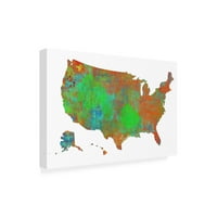 Marlene Watson 'USA Map 4' Canvas Art