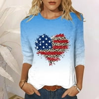 Jyeity Női ingek Clearance Alatt $10, hüvely Kerek nyakú Alkalmi Függetlenség Napja kék nyári ing női divatos méret