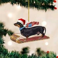 karácsonyi kutyák dísz kétoldalas akril karácsonyfa medál ajtó garland drót