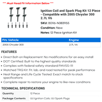Gyújtótekercs és Gyújtógyertya készlet-kompatibilis a Chrysler 2.7 L V6-Tal