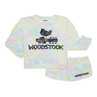 Grayson Social Woodstock hosszú ujjú legénység pulóver és rövidnadrág 2 darabos ruhakészlet, Méretek 7-18