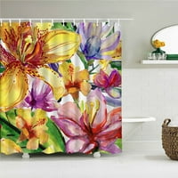 3D nyomtatott színes virágok zuhanyfüggöny fürdőszoba függöny Lakberendezési vízálló poliészter szövet fürdő képernyő