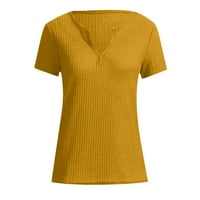 Leylayray blúz női női divat Egyszínű V-nyakú Alkalmi Rövid ujjú póló felső Sárga M