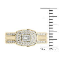 Imperial 3 8ct TDW gyémánt 10K sárga arany klaszter halo menyasszonyi készlet