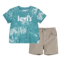 Levi fiúk grafikus pólója és rövidnadrágja 2 darabos ruhakészlet, 4-20.