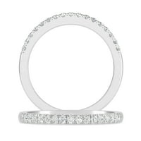 cttw 14k fehér arany kerek gyémánt mikro-Pave menyasszonyi esküvői zenekar gyűrű