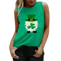 Mikilon Summer Deal Női Tank Crewneck St. Patrick ' s Day nyomtatás Ujjatlan alkalmi laza mellény felsők Plusz méretű