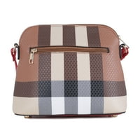 Deluxity kockás minta Lady Dome Crossbody táska bojtvörösvel