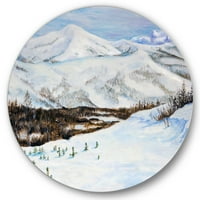 Designart 'Hófedezett hegyek téli tájakkal' Hagyományos körfém fali művészet - 36 lemez