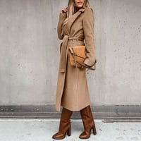 Skpblutn női kabát kabátok téli őszi alkalmi kényelmes felsők gyapjú vékony árok vékony hosszú öv felett felsőruházat