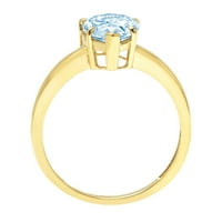 1.0 ct körte vágott kék szimulált gyémánt 14K sárga arany évforduló eljegyzési gyűrű mérete 3.75