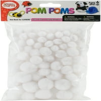 Pepperell Pom-Pom Puffs Válogatott 100 Pkg-Fehér