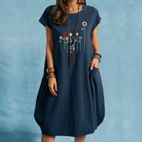 Honeeladyy Női Ruha divat Női Alkalmi Kerek nyakú nyomtatás plusz méretű zseb ruha nyári ruhák nőknek
