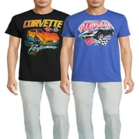 General Motors férfi és nagy férfi Corvette Stingray grafikus pólók, 2-csomag, S-3XL méretű