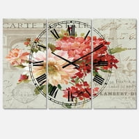 Designart 'Red festett virágok a szüreti képeslapon I' Hagyományos falóról