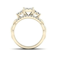 5 8ct TDW gyémánt 10K sárga arany klaszter menyasszonyi gyűrűs készlet