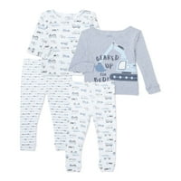 Cutie Pie Baby & Toddler Boys hosszú ujjú, szoros fitt pamut pizsamák, 4 darabos készlet