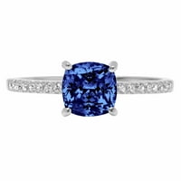 2.7 ct párna vágott kék szimulált tanzanite 14K fehér arany évforduló eljegyzési gyűrű mérete 8.5