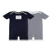 Burt's Bees Baby Baby Boy Rompers, organikus pamut jumpsuit szett, 2 csomag