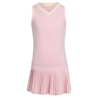 Little Miss tenisz lány V-nyakú ránc tenisz ruha rózsaszín
