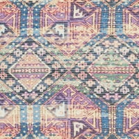 Sáfrány kimbra geometriai pamut terület szőnyeg, lila kék, 4 '6'