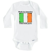 Made In America Ír Alkatrészek Vicces Írország Zászló Egy Baba Body, 3 Hónapos Fehér