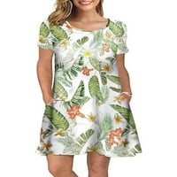 Voguele Női póló ruha virágmintás rövid Mini ruhák tunika nyári Sundress Kaftan nemzeti stílus LYQ27-S
