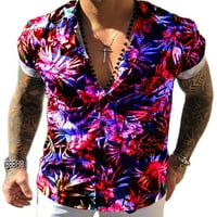 Avamo Férfi póló Virágmintás póló hajtóka nyak felsők Beach Regular Fit blúz Hawaii Rövid ujjú Nyári ingek Stílus J