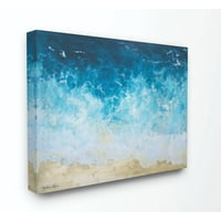 Stupell Industries Absztrakt Beach Waves Ocean Blue Festés vászon fali művészet, Melissa Lyons