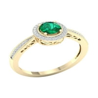 Császári drágakő 10k sárga arany kerek vágott smaragd ct tw gyémánt halo női gyűrű