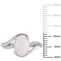 Miabella női 1- karátos ovális vágású opál karátos gyémánt sterling ezüst kavargó halo gyűrű