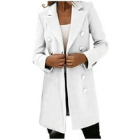 Kabát női divat hosszú ujjú dupla gomb Gyapjú kabát őszi-téli fehér 3XL Női olcsó felöltő