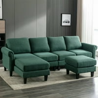 Aukfa kabrió szekcionált kanapé-u alakú kanapé a nappali- smaragdhoz