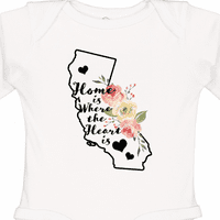 Inktastic California otthon, ahol a szív Akvarell virágos ajándék kisfiú vagy kislány hosszú ujjú body