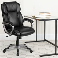 Flash bútorok Carolyn Közép-hátsó fekete LeatherSoft Executive forgatható irodai szék párnázott karokkal