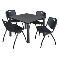 Regency Kee négyzet alakú szürke Törőasztal egymásra rakható székekkel