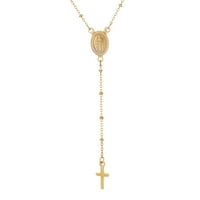 Bibliai rózsafüzér -gyöngyök kereszt nyakláncot sárga arany IP -vel borított rozsdamentes acélból a nők számára