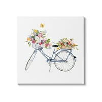 Stupell Industries Vintage Bicycle Flower Bouquet kosarak pillangók festmények galéria csomagolt vászon nyomtatott