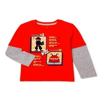 Gyerekek by Garanimals fiúk grafikus póló, hosszú ujjú, 4-10 méretű