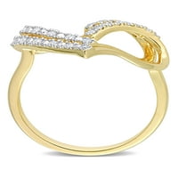 Carat T.W. Gyémánt sárga bevonattal ellátott ezüst dupla szívgyűrű