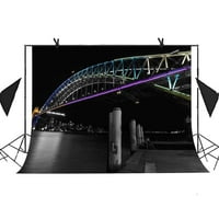 MOHome 7x5ft Sydney Harbour Bridge háttér éjszakai fény híd folyó tégla padló háttér stúdió kellékek kereskedelmi használatra