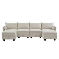 Szekcionált kanapé kanapé, Modern nagy U-alakú moduláris kanapé megfordítható kanapéval, átváltható kanapé nagy tárolóhellyel