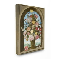 A Stupell Industries Vintage virágcsokor barna gótikus ablak Arch -dizájn, Ziwei Li, 16 20