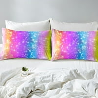 Glitter Stars paplanhuzat lányoknak nők, Bling csillagos Galaxy Panel ágynemű szett, akvarell szivárvány színű Vigasztaló