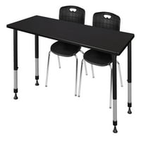Kee 72 24 állítható magasságú tantermi asztal-Mokka dió & Andy 18-in Stack székek-Fekete