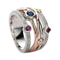Huachen fényes teljes gyémánt kereszt gyűrű színes geometriai drágakő gyűrű gyémánt több Gyűrű Eljegyzési esküvői zenekar