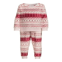 A Wonder Nation kisgyermek plüss felső és kocogók pizsama zoknikkal, 3-darabból, 12m-5t méretű méretű