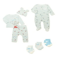 Disney Baby Wishes + Dreams Baby Boy Mickey Mouse Sleep 'n Play & to Home Me Home Set, 7 darab, újszülött-hónapok