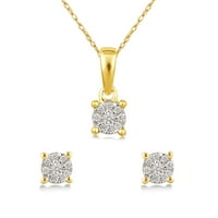 Carat t.w gyémánt 10k sárga arany fülbevaló és medálkészlet